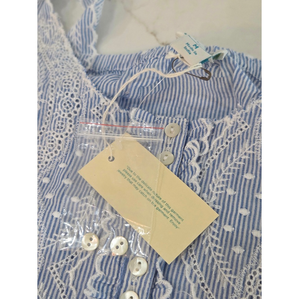 Sundance Lea Kerchief Camisole M Blue Embroidered Eyelet Tank Top Boho NWT - Picture 8 of 11